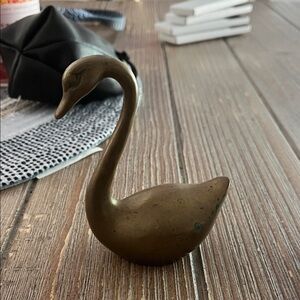 Elegant Brass Swan Sculpture